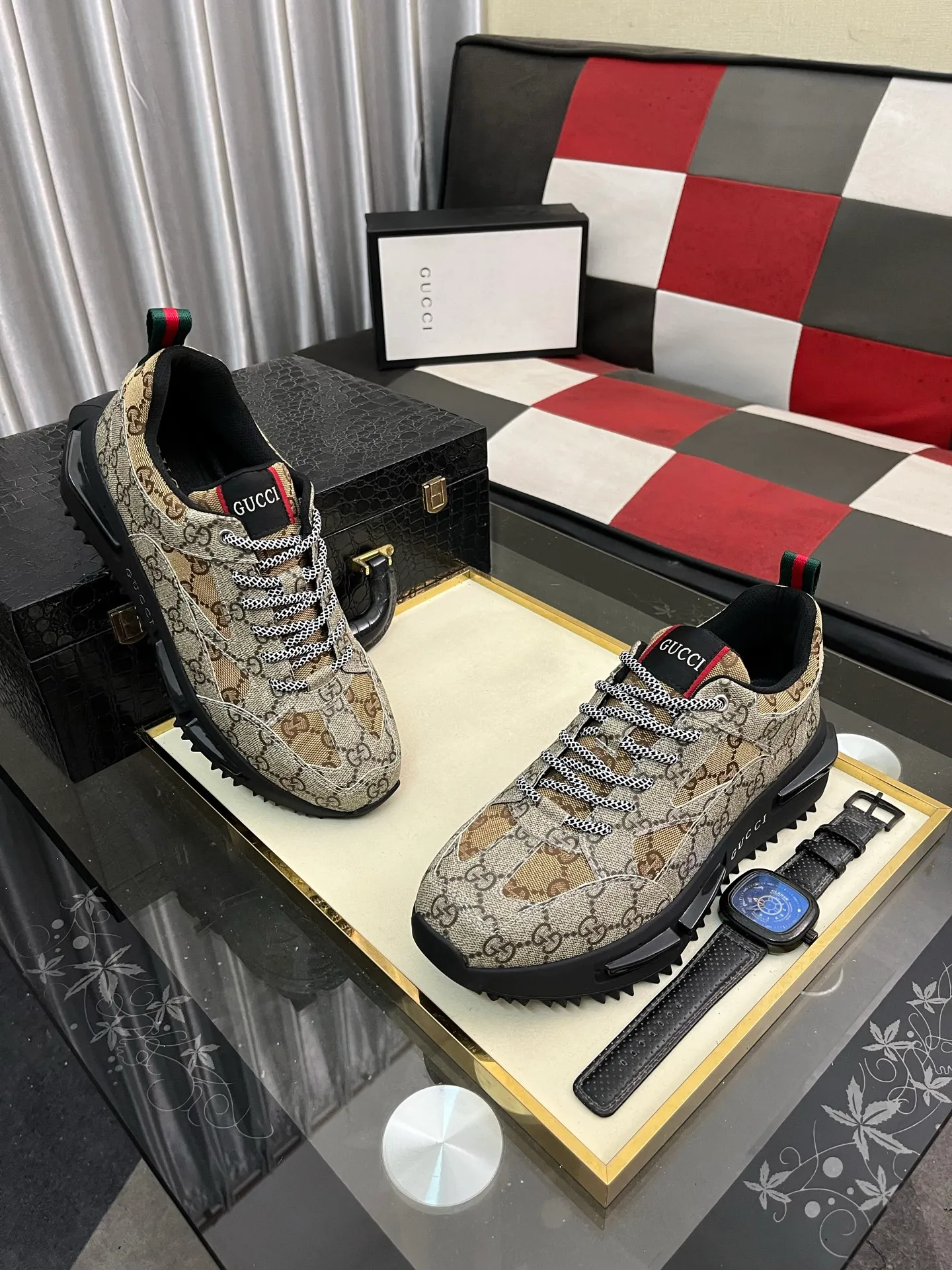 Men's Men's Shoes 💰458⌚️⌚️《GUCCI》The latest hot-selling casual shoes, top brand [seduce] luxury~purchase, top~quality. Products sold at the counter [strong] Original embossed calfskin fabric ➕ Comfortable sheepskin lining, code number: 38-443️⃣colors available